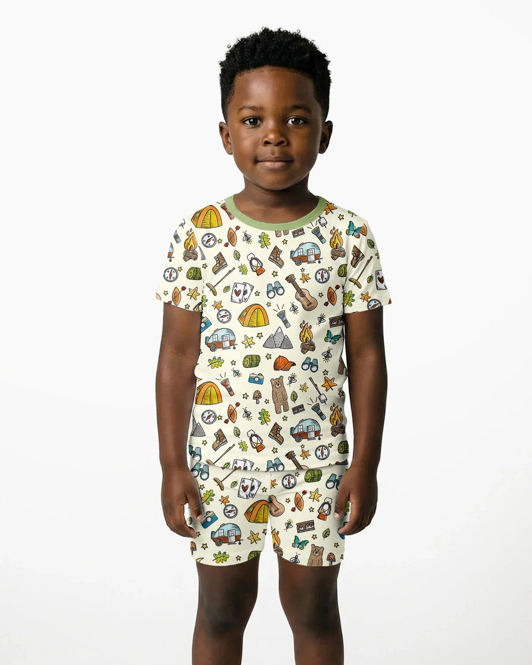 Love Camping Matching Family Bamboo Two Piece Short Sleeve Shorts Pajama Set