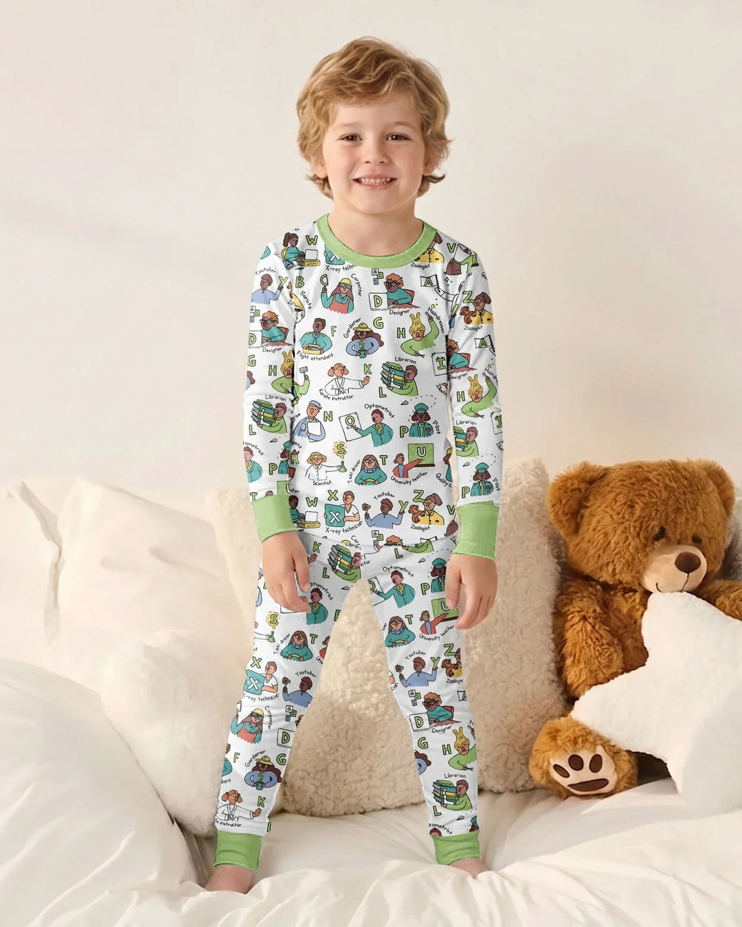 Jobs Alphabet Bamboo Two Piece Long Sleeve Pajama Set