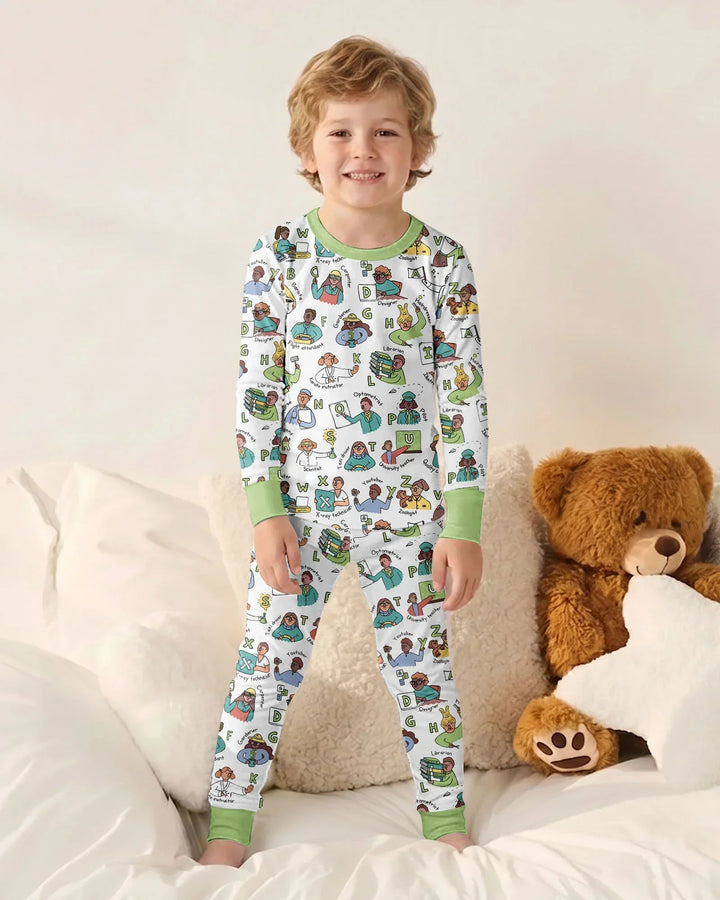 Jobs Alphabet Bamboo Two Piece Long Sleeve Pajama Set