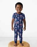 Patriotic Pups in Hot Air Balloons Family Matching Bamboo Two Piece Short Sleeve Pajama