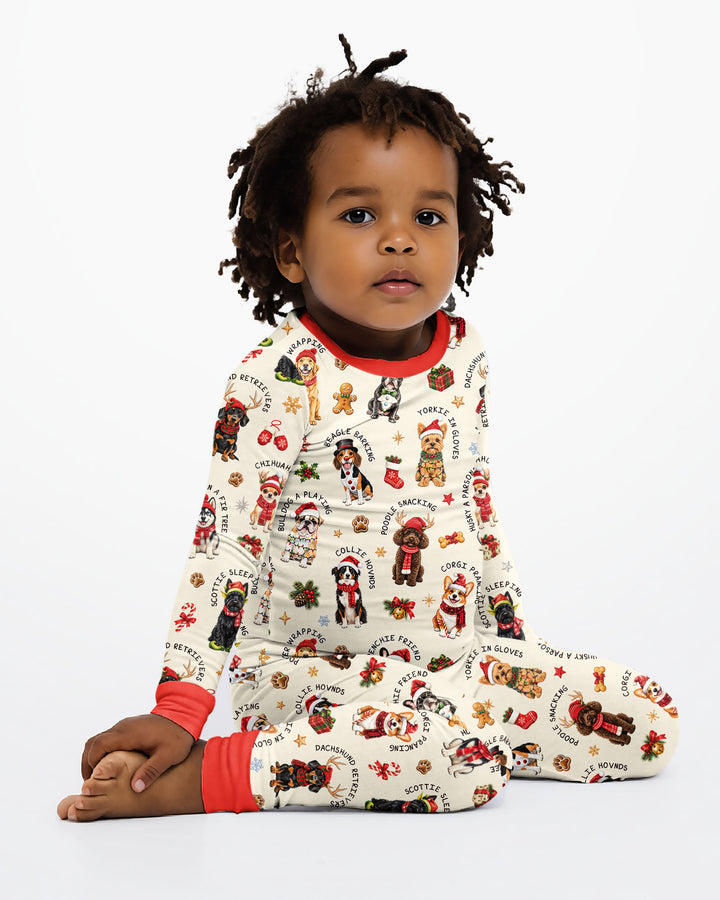 The 12 Dogs Of Christmas Bamboo Two Piece Long Sleeve Pajama Set