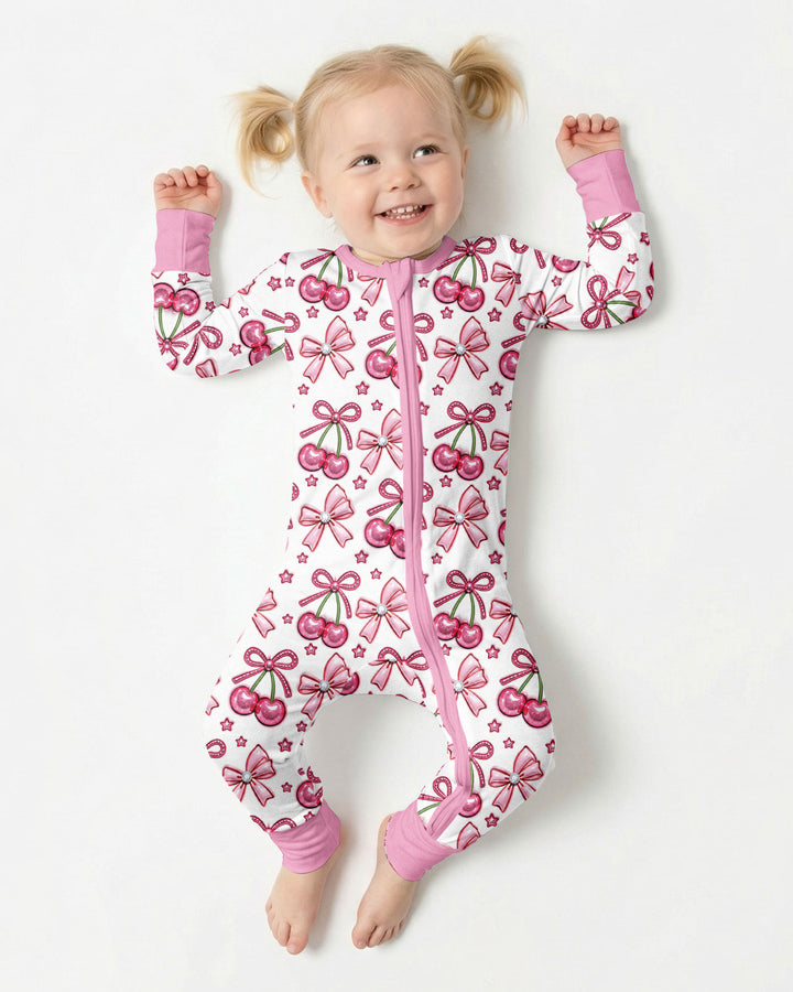 Pink Glitter Cherry Bows Bamboo Convertible Zippy