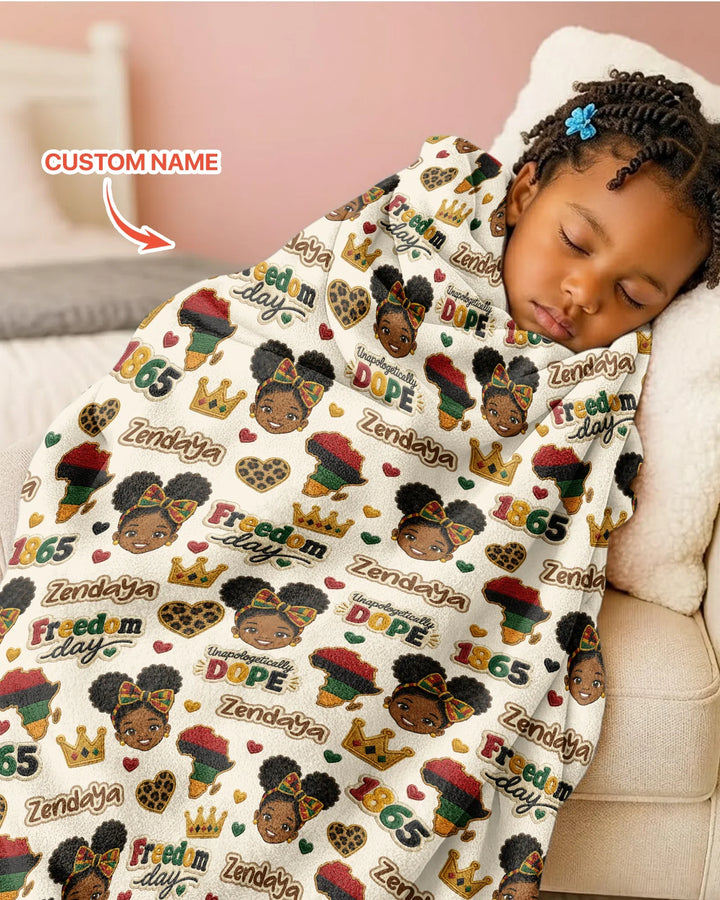 Custom Name Juneteenth Unapologetically Dope Bamboo Blanket
