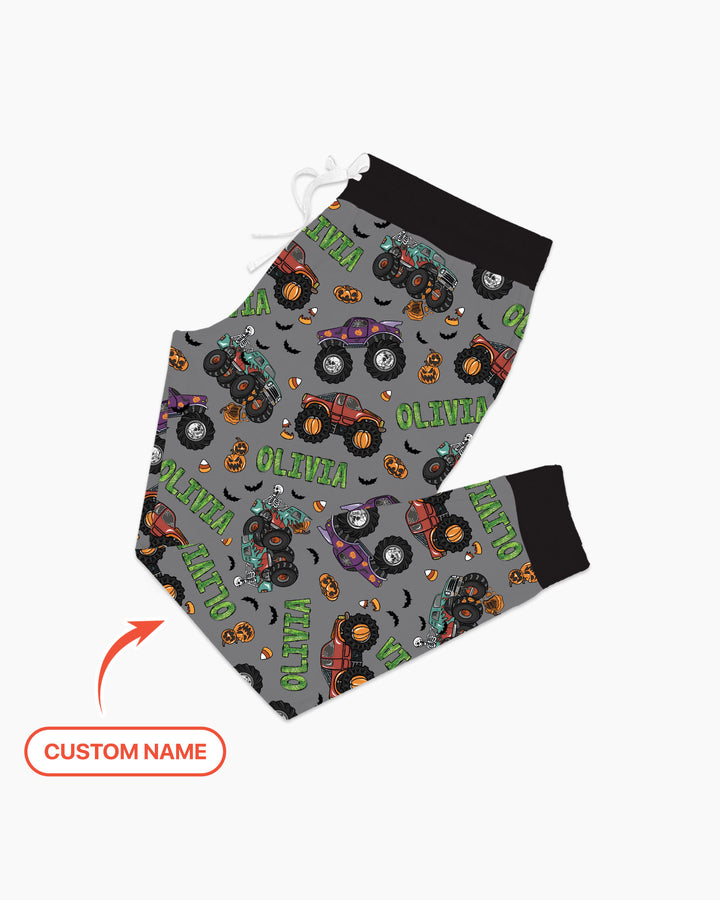 Custom Name Haunted Monster Trucks  Bamboo Women Pajama Set