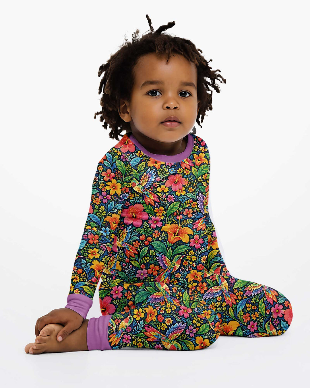 Hummingbird Paradise Bamboo Two Piece Long Sleeve Pajama Set