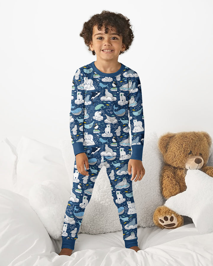 Animal Icebergs Bamboo Two Piece Long Sleeve Pajama Set