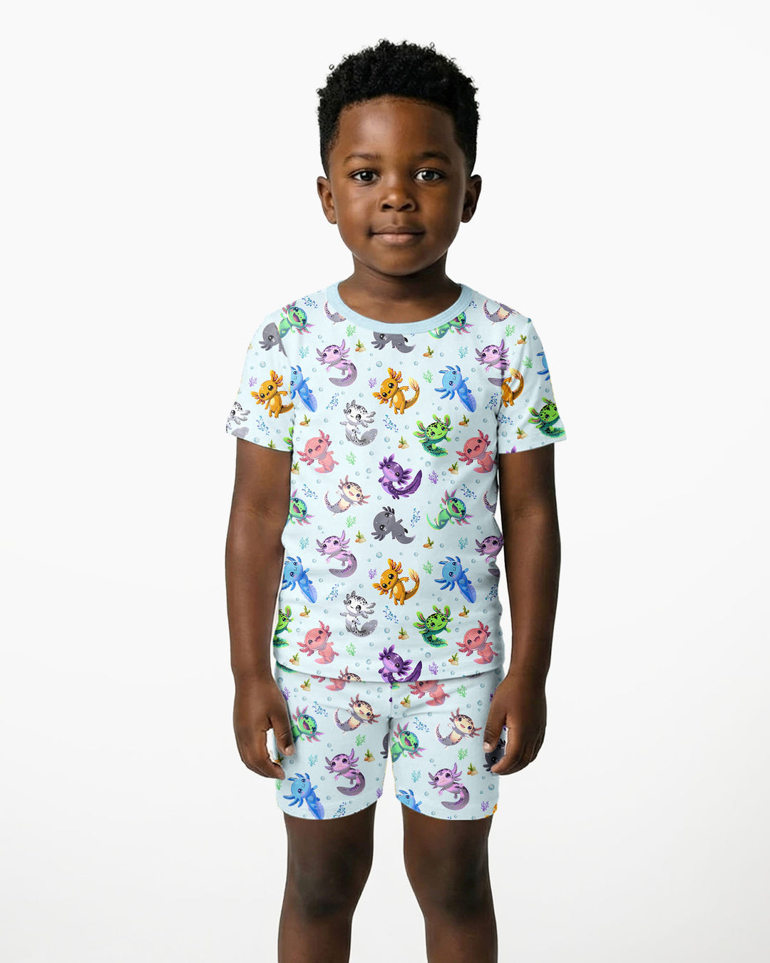 I Love You Axolotl Bamboo Two Piece Short Sleeve Shorts Pajama Set