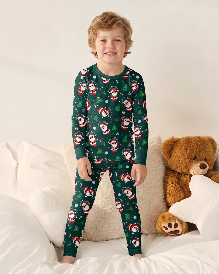 Santa's Christmas Dance Party Bamboo Two Piece Long Sleeve Pajama Set