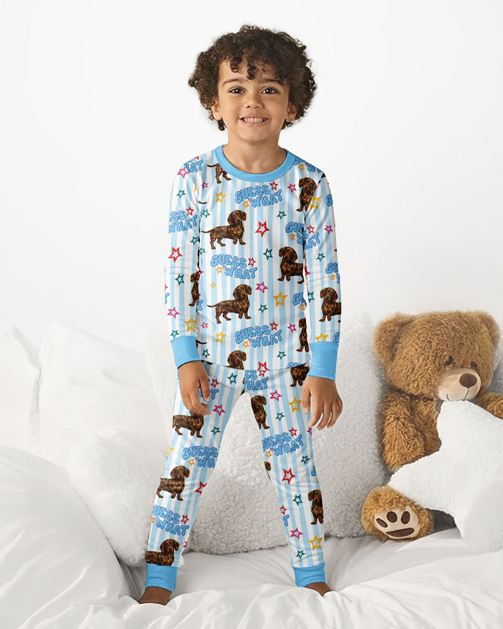 Guess What? Wiener Butt! Bamboo Two Piece Long Sleeve Pajama Set