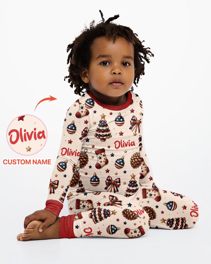 Proud Of American Baby Bamboo Two Piece Long Sleeve Pajama Set