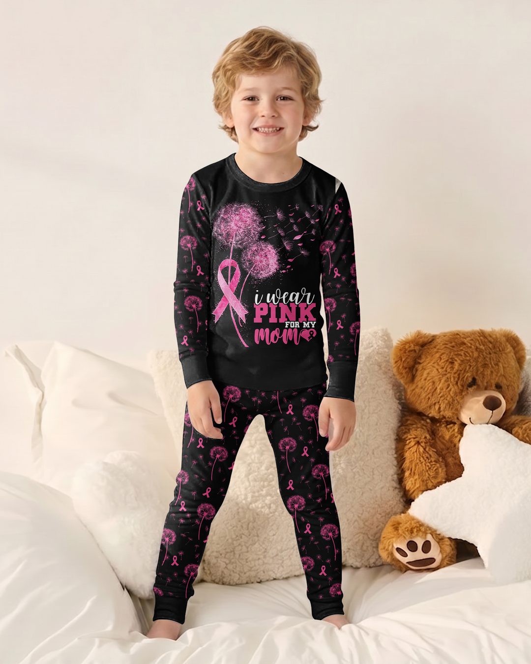 Dandelion Pink For Mom Bamboo Two Piece Long Sleeve Pajama Set