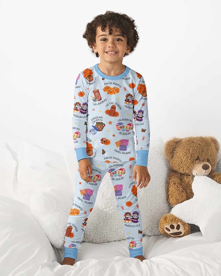 Tis the Dia De Muertos Season Bamboo Two Piece Long Sleeve Pajama Set