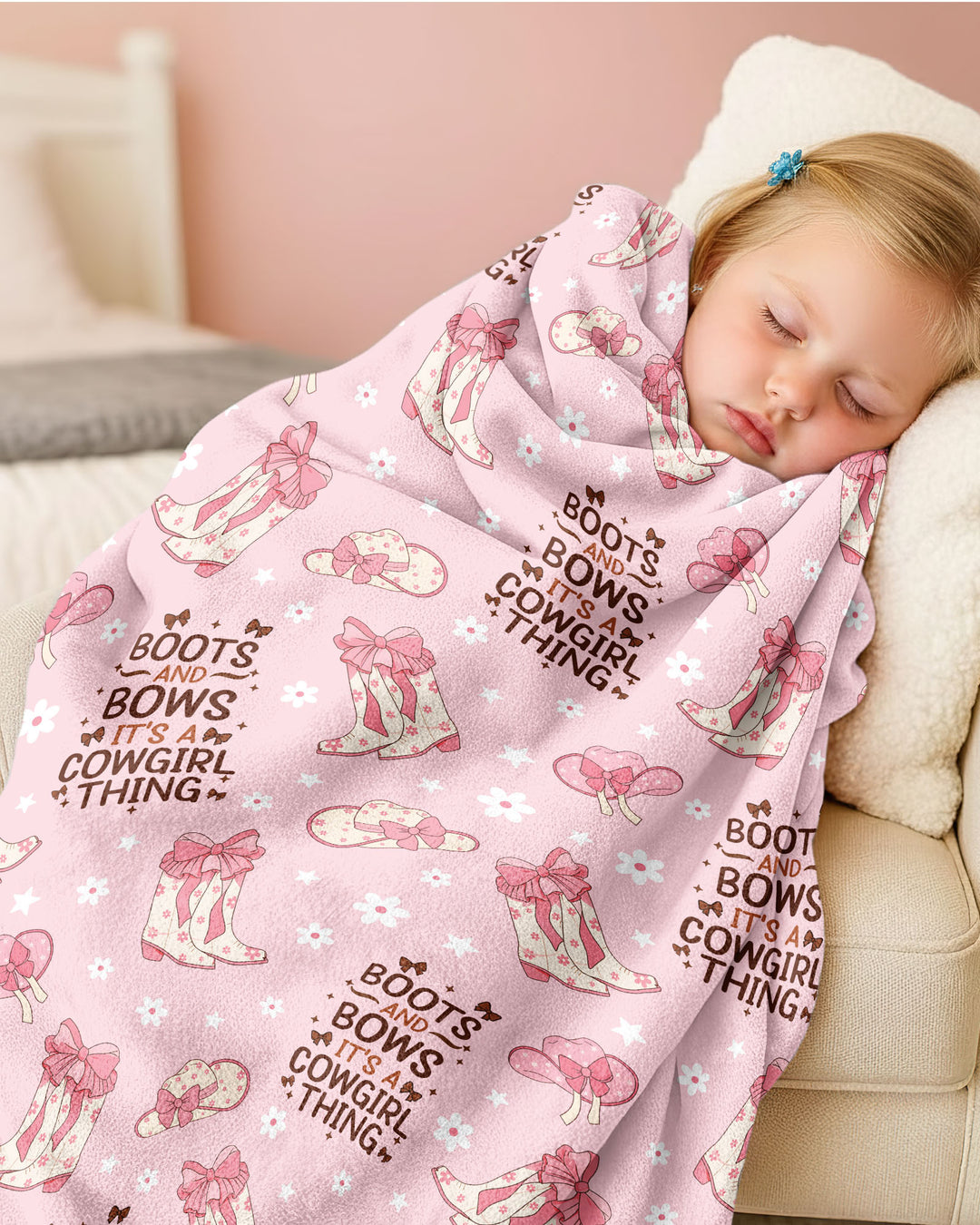 Western Cowgirl Boots And Bows Bamboo Blanket