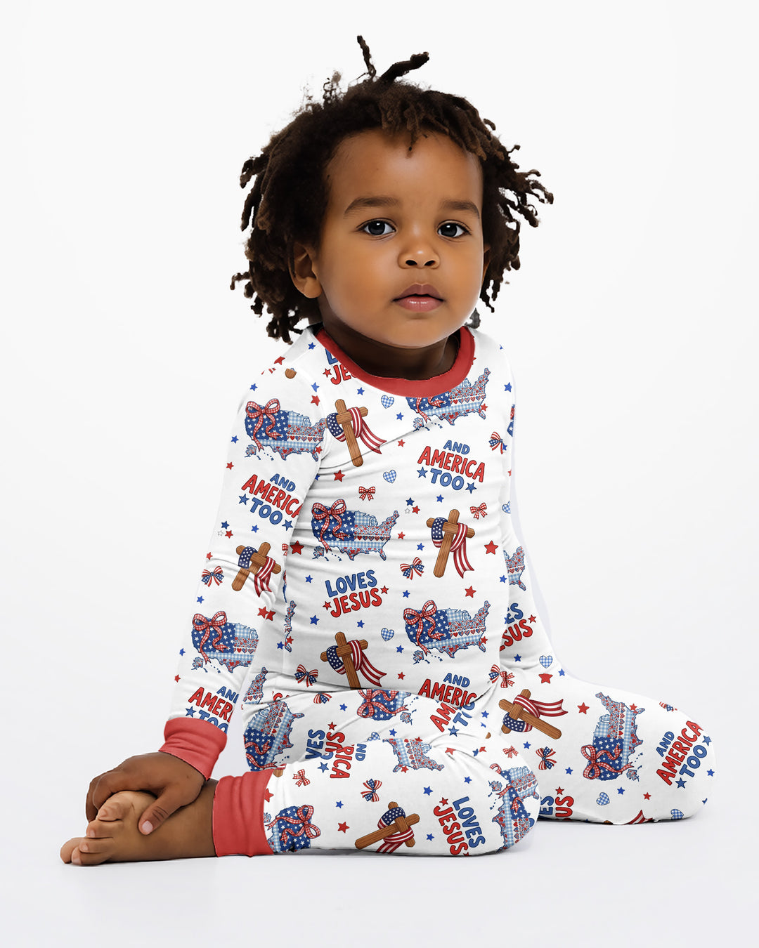 Loves Jesus And America Too Bamboo Two Piece Long Sleeve Pajama Set