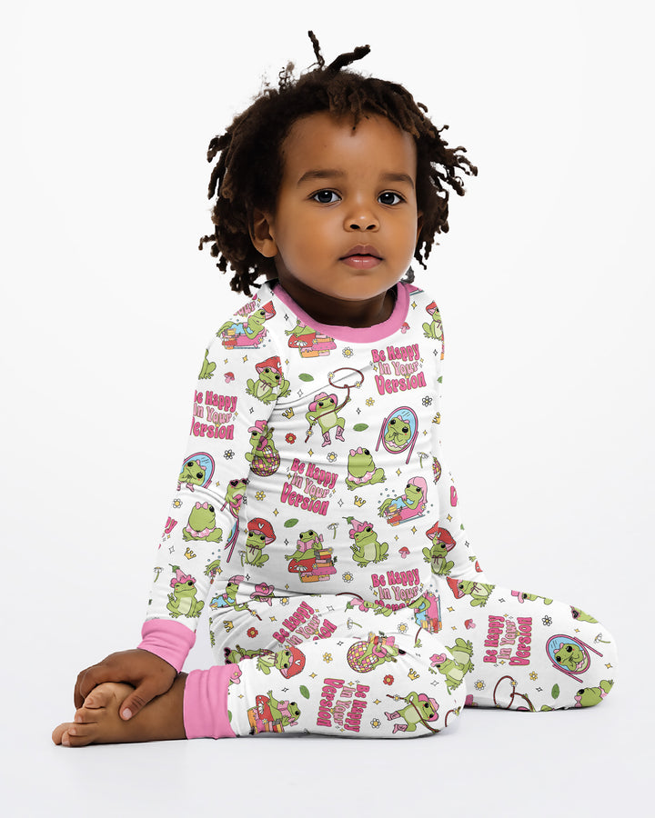Be Happy In Your Version Bamboo Two Piece Long Sleeve Pajama Set