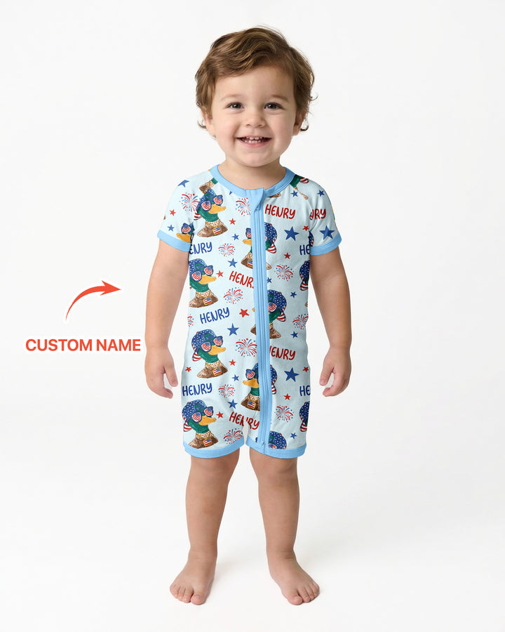 Custom Name Patriotic Mallard Duck  Bamboo Shorty Zippy
