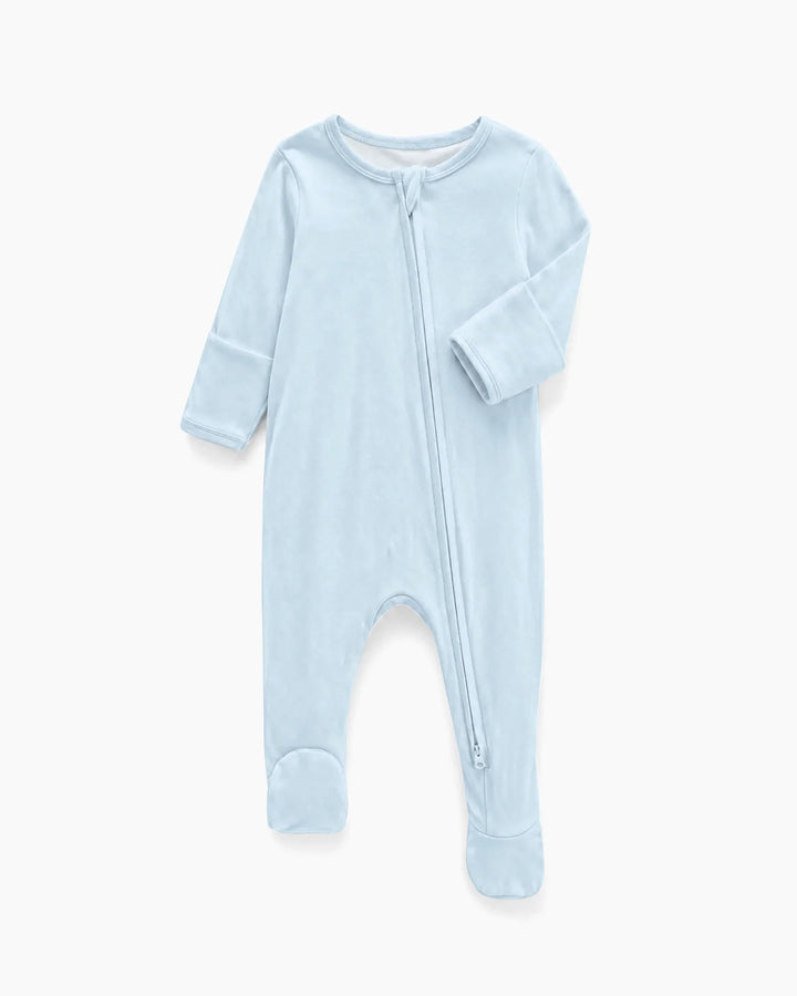 Solid Color Bamboo Zippered Footie Romper