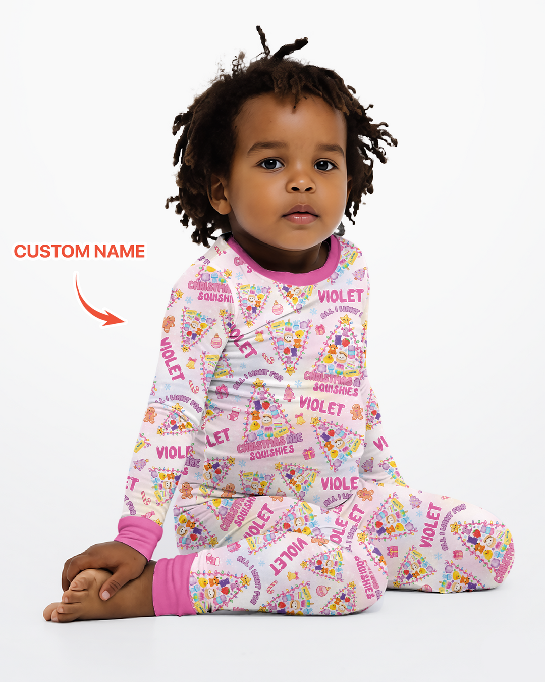 Custom Name All I Want For Christmas Are Squishies Bamboo Two Piece Long Sleeve Pajama Set