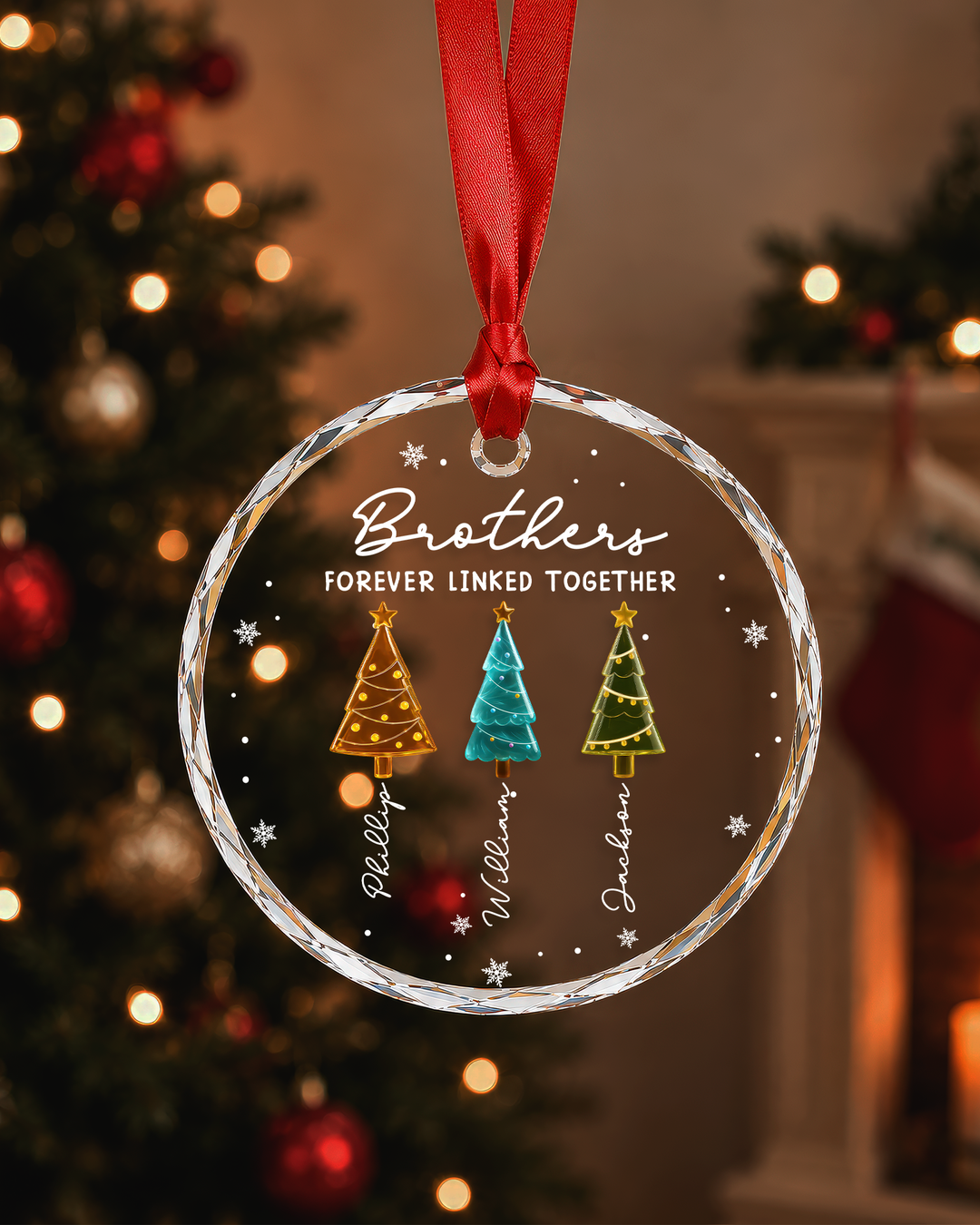 Season Love Siblings Personalized Glass Ornament