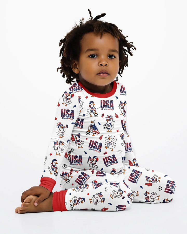 One Nation One Team Bamboo Two Piece Long Sleeve Pajama Set