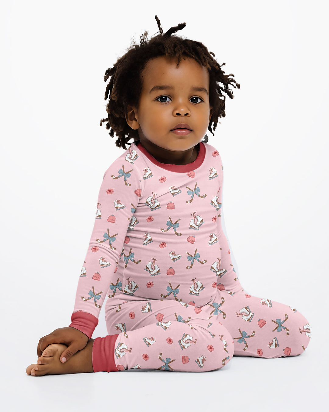 Girly Hockey Pink Bamboo Two Piece Long Sleeve Pajama Set