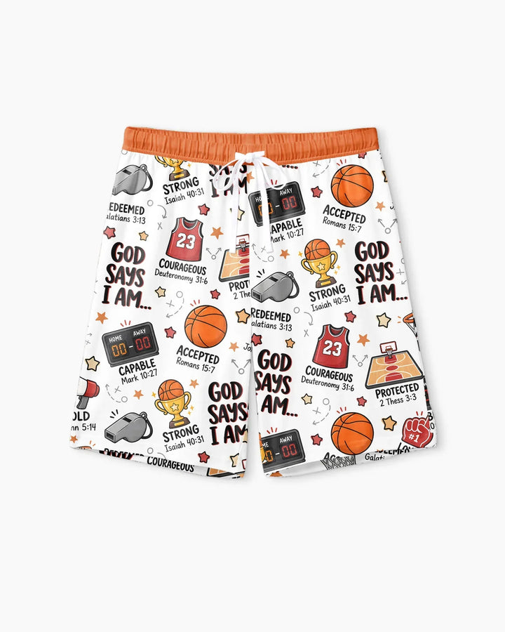 Basketball God Says I Am Bamboo Men Short Sleeve Short Pajama Set