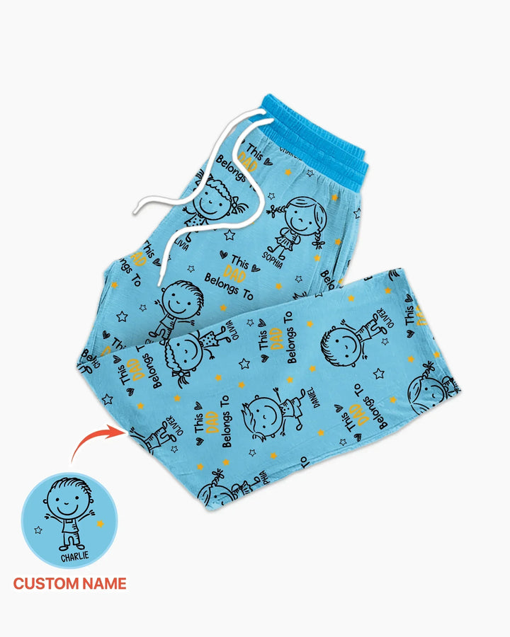 Custom Name This Dad Belongs To Doodle Bamboo Men's Pajama Set