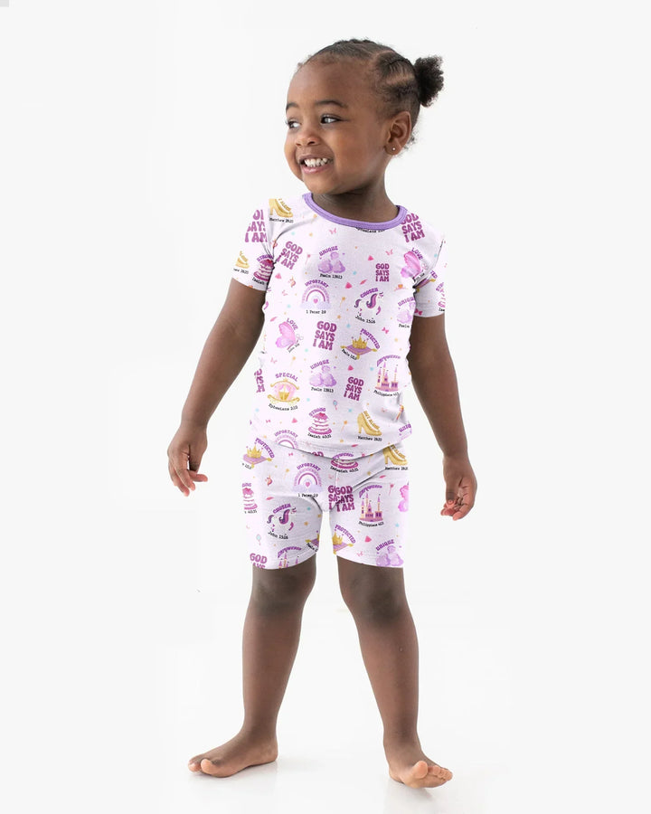 God Says I Am Girl Bamboo Two Piece Short Sleeve Shorts Pyjamas Set