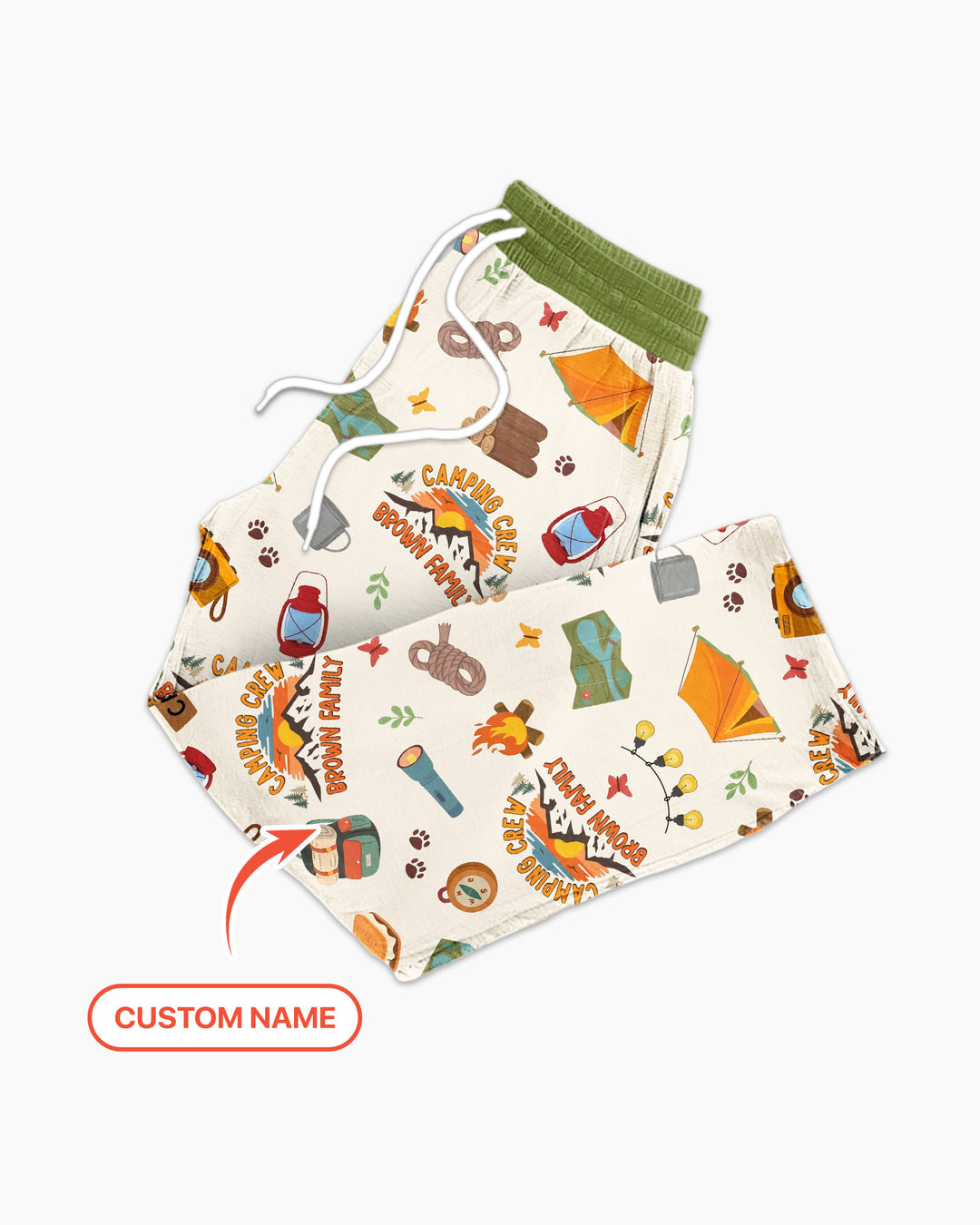 Custom Name Camping Crew Family Matching Bamboo Men's Pajama Set