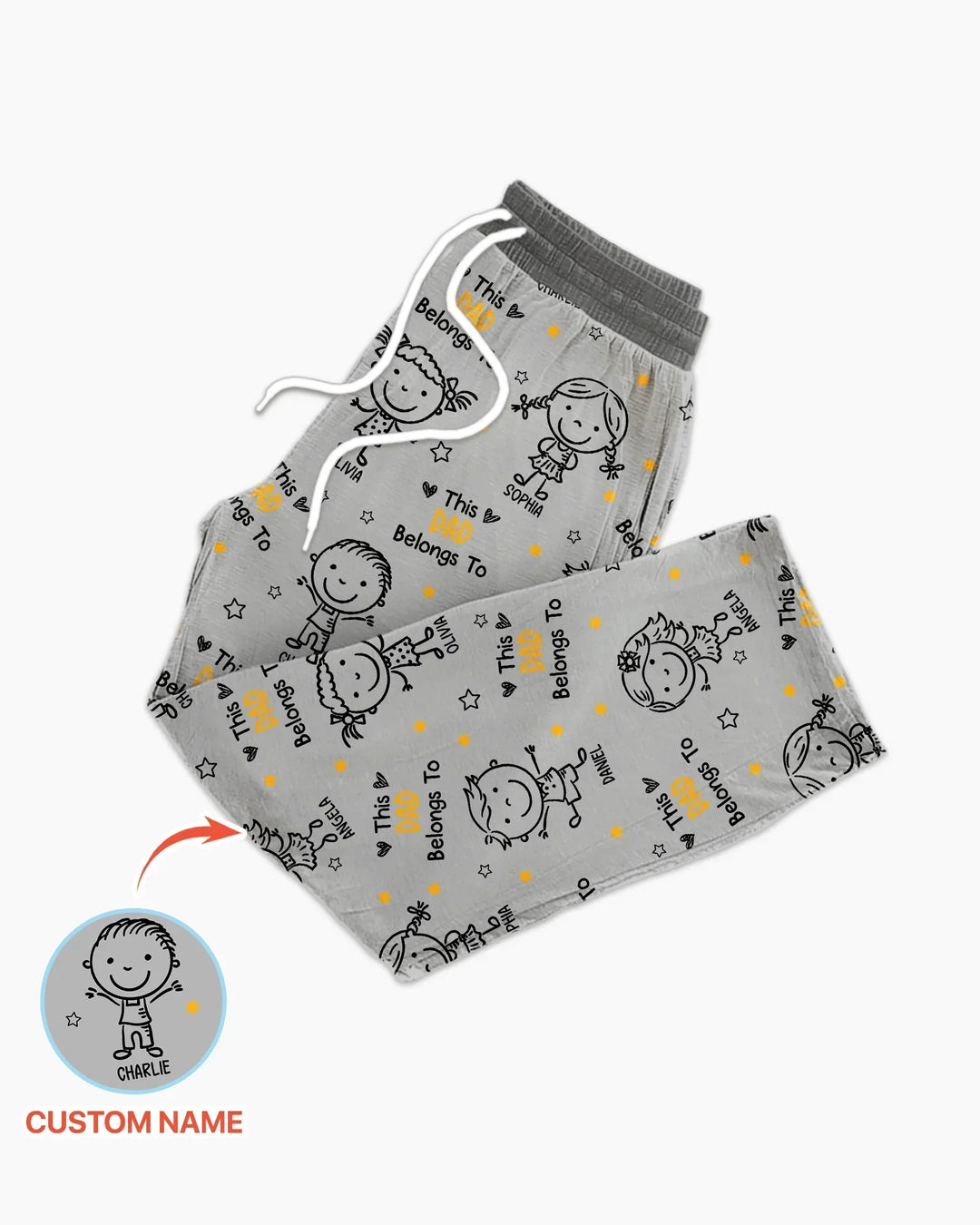 Custom Name This Dad Belongs To Doodle Bamboo Men's Pajama Set