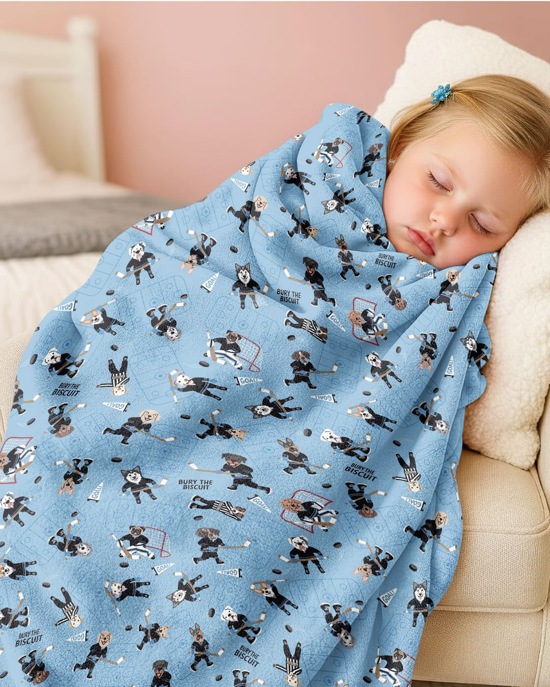 Hockey Dogs - Blue and Black Bamboo Blanket