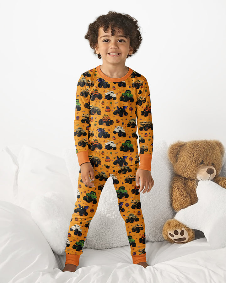 Spooky Monster Truck Bamboo Two Piece Long Sleeve Pajama Set