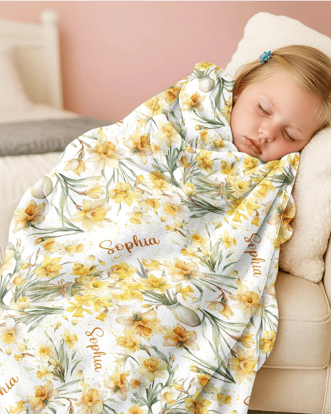 Custom Name Birth Month Flowers Bamboo Blanket