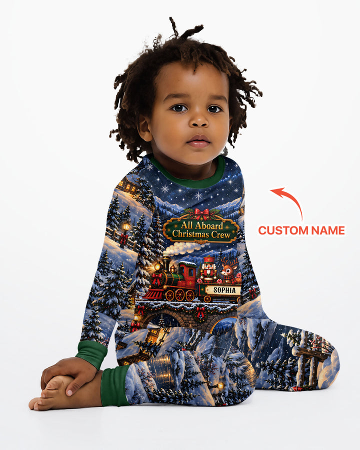 All Aboard Christmas Crew Bamboo Two Piece Long Sleeve Pajama Set