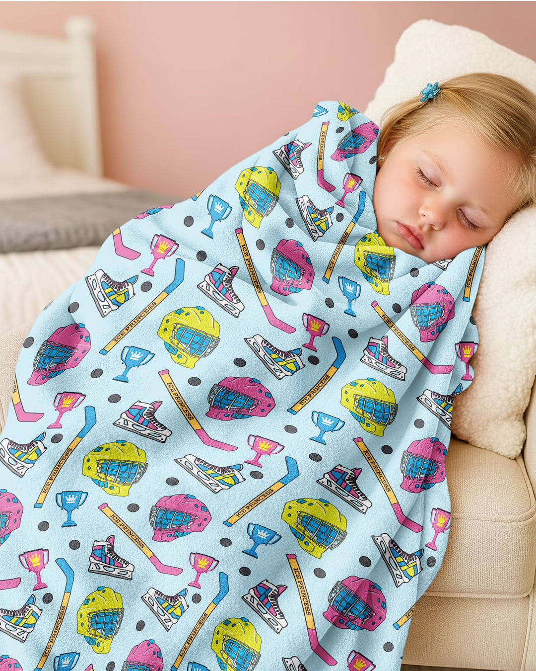 The Ice Hockey Princess Bamboo Blanket