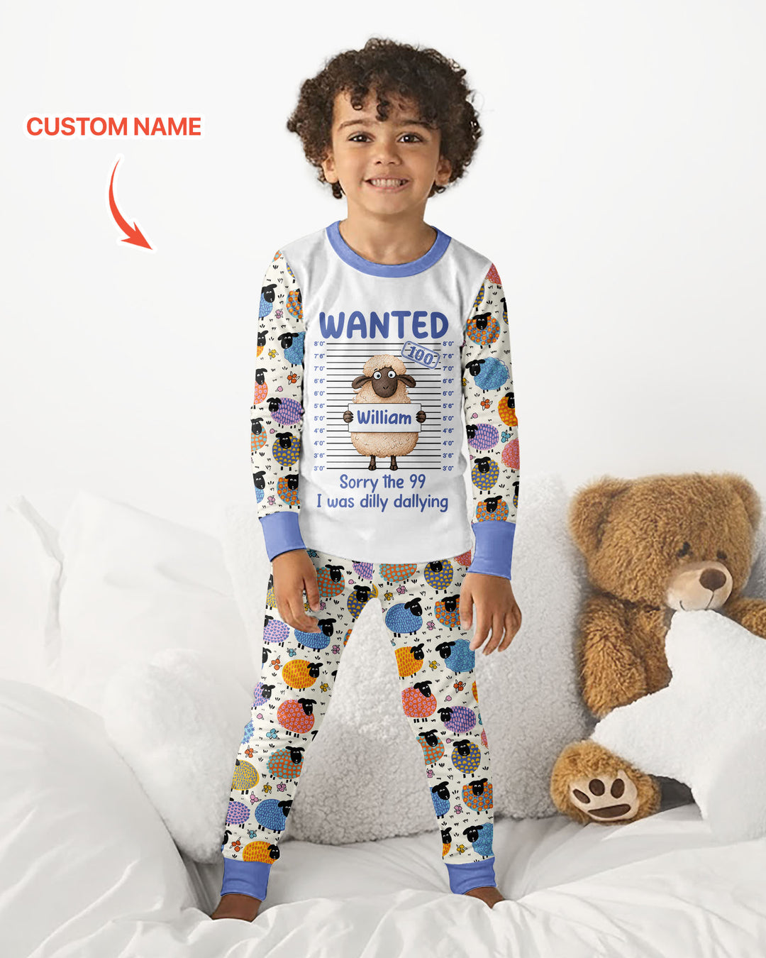 The Lost Sheep Custom Name Bamboo Two Piece Long Sleeve Pajama Set