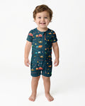 Dark Slate Gray Construction Bamboo Shorty Zippered Romper