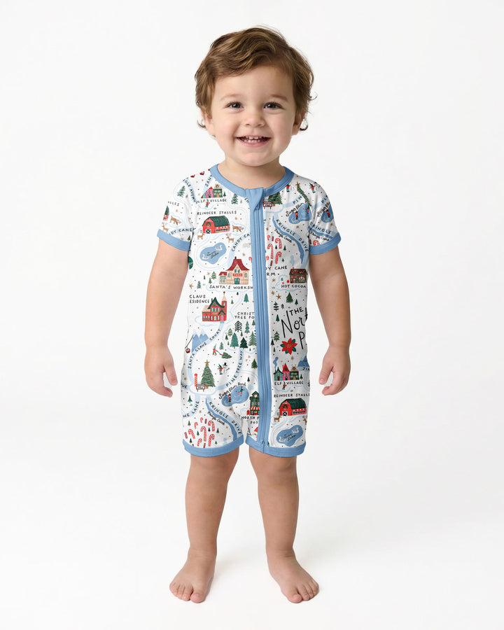 The North Pole Map Bamboo Shorty Zippy