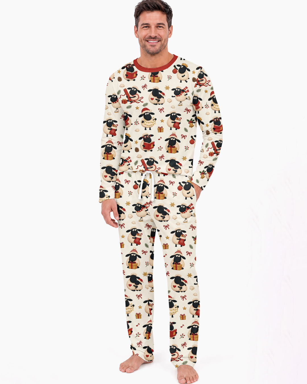 Festive Holiday Sheep Bamboo Men's Pajama Set