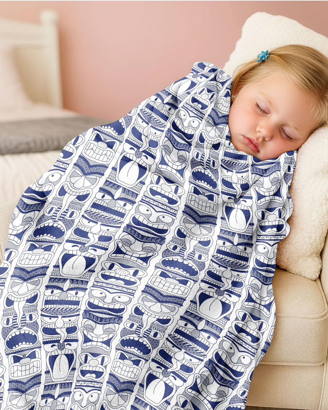 Friendly Totem Pole Figures Bamboo Blanket