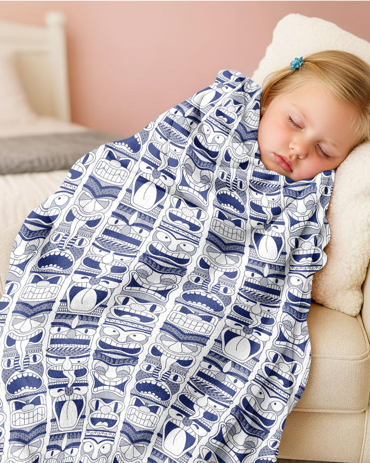 Friendly Totem Pole Figures Bamboo Blanket