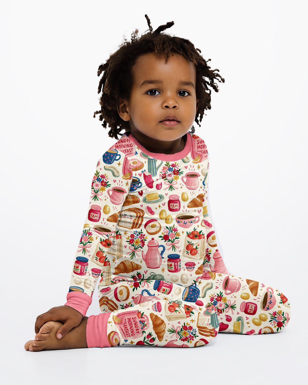 Sunday Morning Breakfast Bamboo Two Piece Long Sleeve Pajama Set