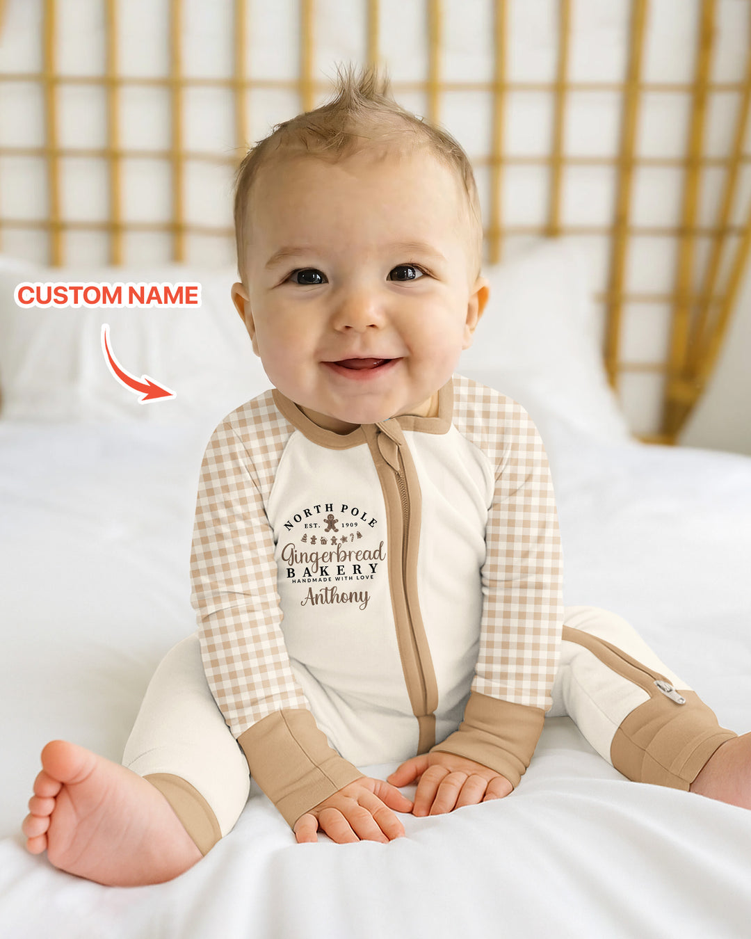 Custom Name Gingerbread Bakery Bamboo Convertible Zippy