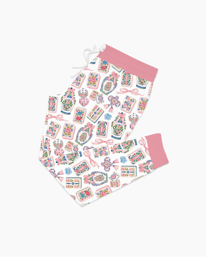 Chinoiserie Mahjong Mommy & Me Matching Bamboo Women Pajama Set