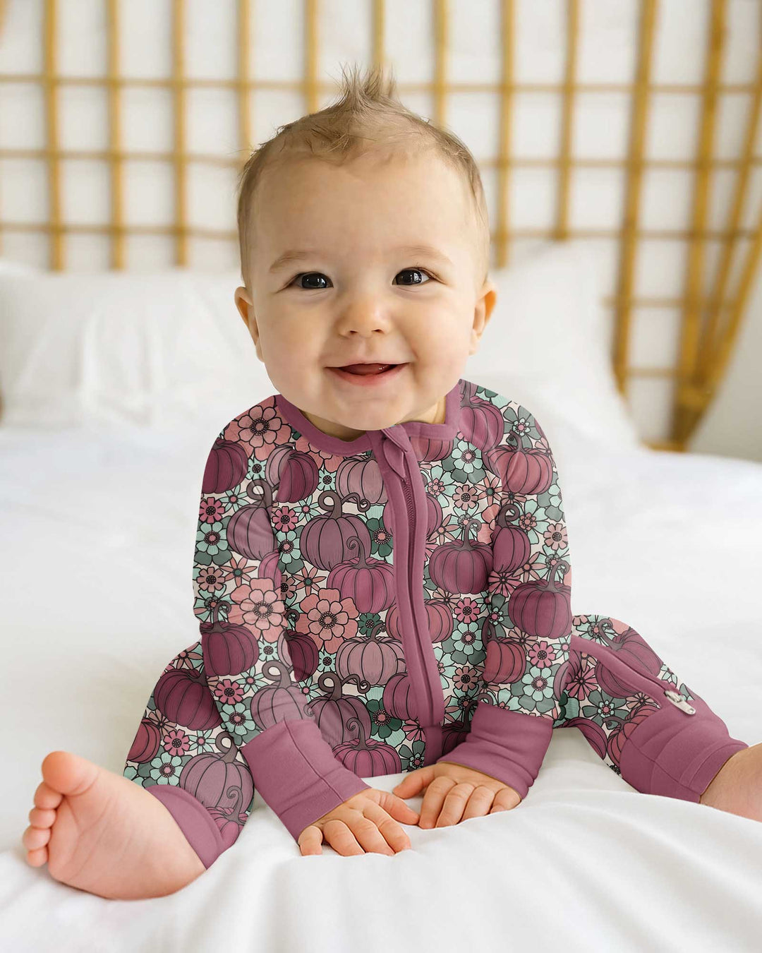 Retro Floral Pumpkin Patch Bamboo Convertible Zippy