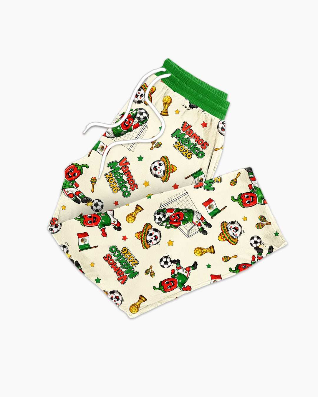 Cartoon World Soccer Vamos Mexico Family Matching Bamboo Men's Pajama Set