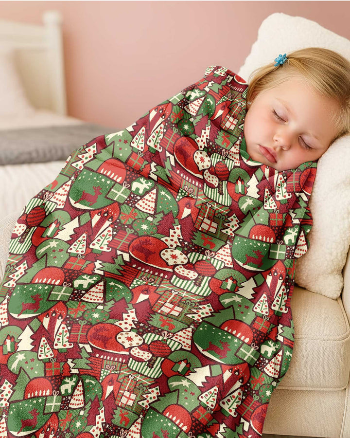 Christmas Time Mosaic Bamboo Blanket