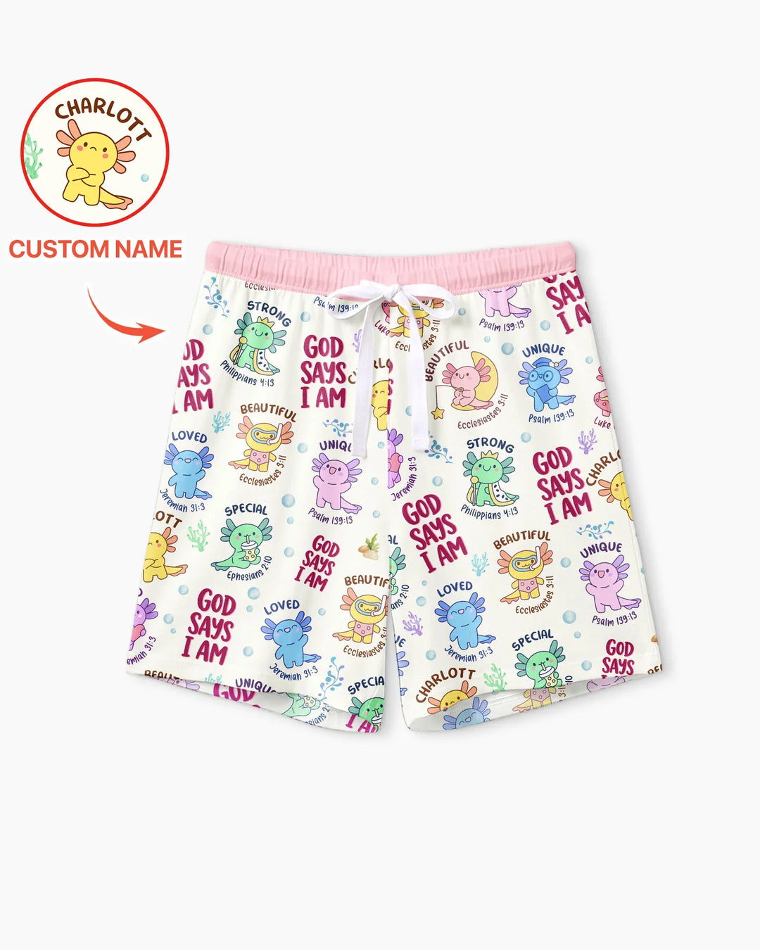 Axolotl God Says I Am Custom Name Bamboo Women Short Sleeve Short Pajama Set