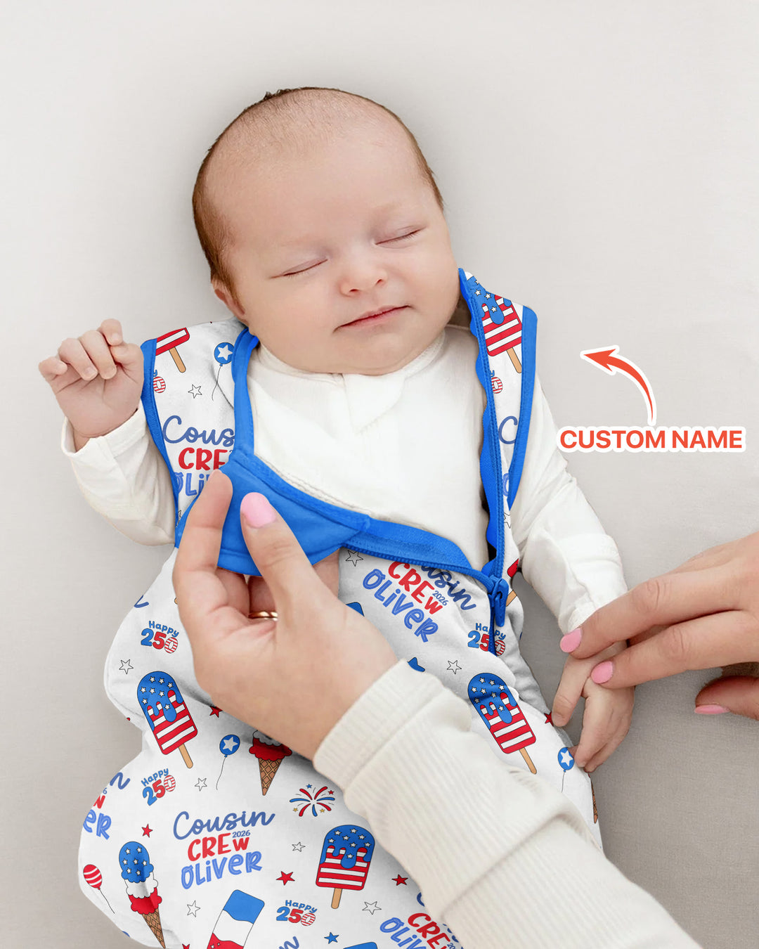 Custom Name 4th of July Cousin Crew Bamboo Sleep Bag