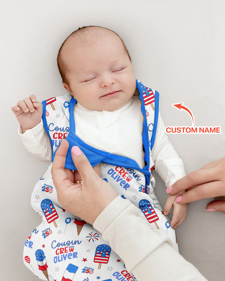 Custom Name 4th of July Cousin Crew Bamboo Sleep Bag